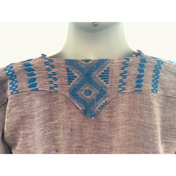 CCC Handwoven Purple Blue Geometric Patterned Mens Cotton Tunic Size Medium - Picture 3 of 5